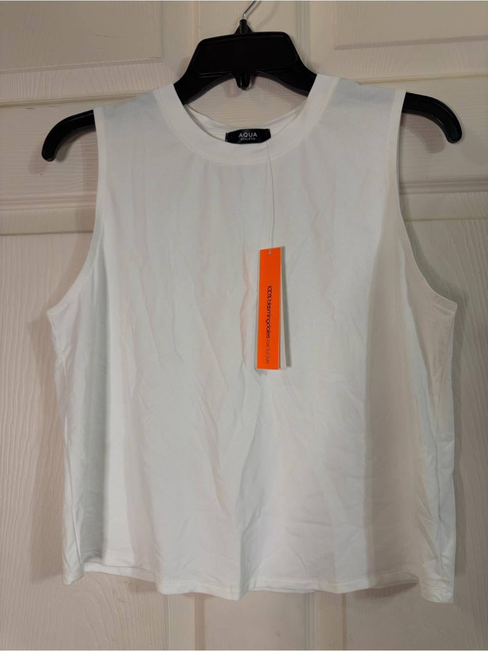 Aqua White Crewneck Sleeveless Tank